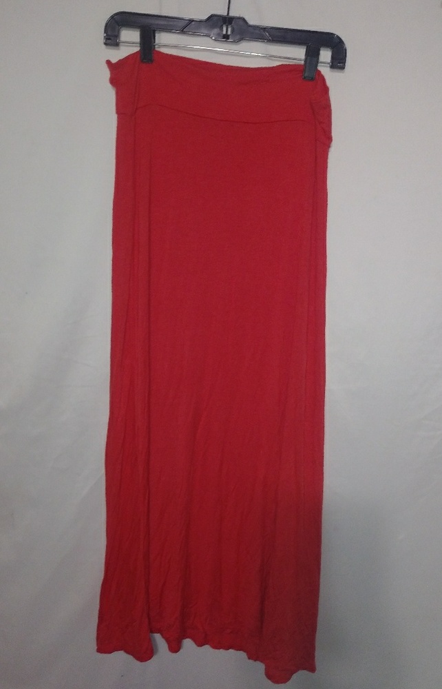 Noble U M Bright Coral Orange Stretch Maxi Skirt